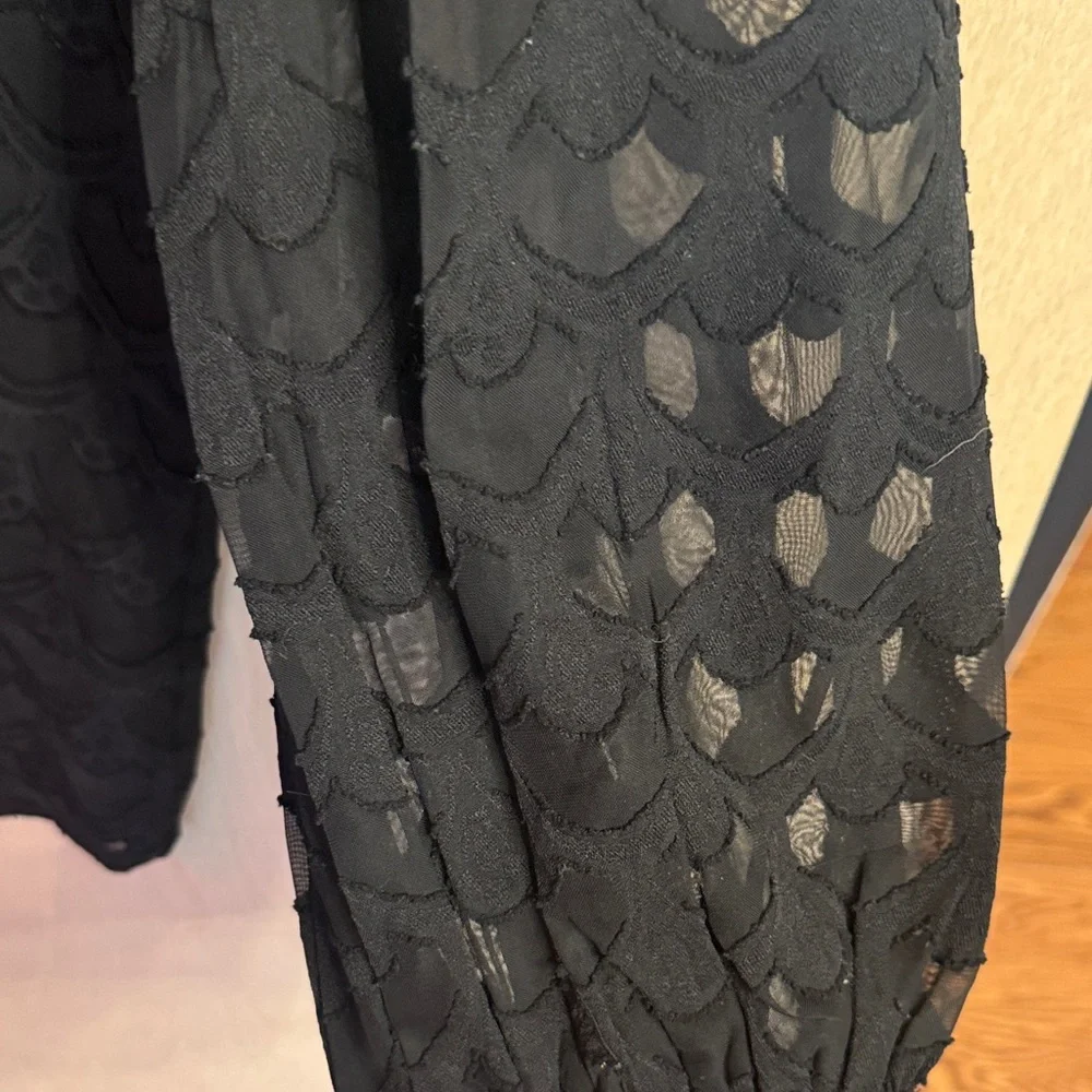 Elegant Black Lace Long-Sleeve Blouse - Picture 3 of 5